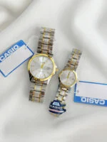 ساعت کاسیو دو رنگ صفحه نقره ای 2346