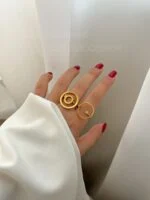 انگشتر استیل طلایی 2324 - Image 2