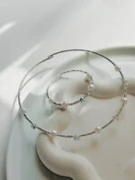 ست طوق و بنگل نگینی و مروارید - Image 3