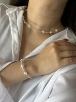 ست طوق و بنگل نگینی و مروارید - Image 6
