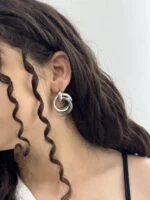 گوشواره ترند بزرگ نقره ای 2444 - Image 6